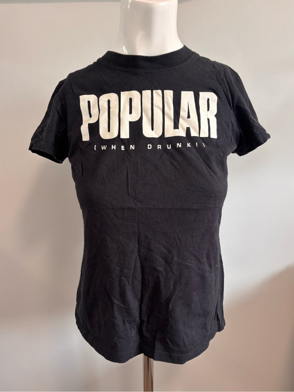 POPULAR (when drunk) Graphic Short Sleeve Baby Tee - Black